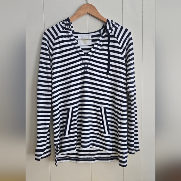Lilly Pulitzer Navy and White Striped Hoodie-Size M - Picture 2 of 7